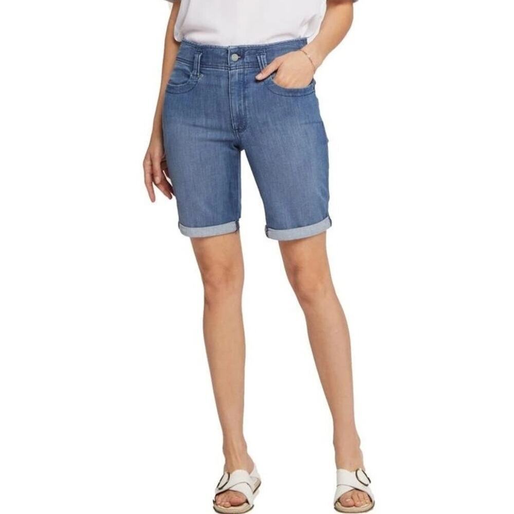 NYDJ Women's High-Rise Ella Denim Cut-Off Shorts Lavish Blue Size 6 NWT - Picture 1 of 13